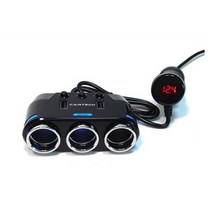 카테크 USB 2포트 볼트게이지 차량용 시거잭 3구 소캣, 4개