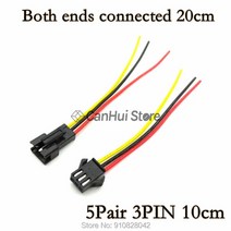 2-10 쌍 10/15/20cm JST SM 2P 3P 4P 플러그 소켓 수-암 와이어 커넥터 LED 스트립 램프 드라이버 커넥터 빠른 어댑터, 05 5Pair 3PIN 10cm