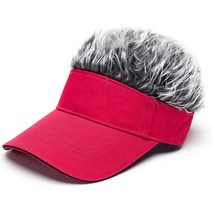 Men's Novelty Spiked Hair Visor Sun Funny Golf Hats Fake Wig Peaked Adjustable Baseball Caps, 14 레드 그레이.