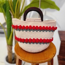 뜨개질 가방 DIY 손뜨개 가방 만들기 키트 코바늘, 보라색꽃, 1개