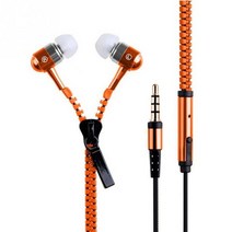헤드셋 3.5mm 귀 지퍼 메탈 이어폰 스테레오 베이스 이어폰 모니터 실행 스포츠 귀마개 아이폰 삼성 안드로이드, 주황색
