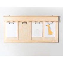 아이방 유치원 프릴 원목 게시판 4칸 / 복도 급식실 교무실 홍보 회사 교회 벽, 색상, 02.클립형_4칸(그린)