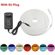 네온플렉스 DC 12V 스트립 Lexible LED 네온 고무 방수 바 라이트 IP67 플렉스 문자열 야외 간판 장식, [03] EU Plug With strip, [08] 12M 2 DC head, [02] Yellow