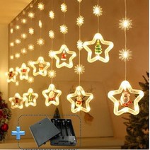 크리스마스 LED줄조명 가랜드 캐릭터 창문커텐조명 트리장식, 웜화이트 별세트