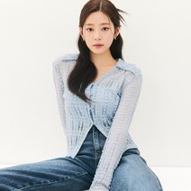 [김민주 착용][22SS] 카라 레이스 가디건_BLUE