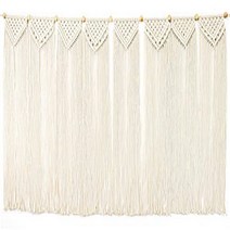 Monarch Abode Macrame Wall Hanging Art Woven Boho Home Décor with Wooden Beads (48” W x 27” H) Whit, 1