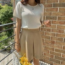 핀턱큐롯뒷밴딩하프팬츠