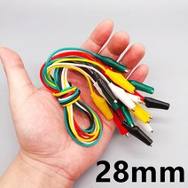 악어 클립 집게 전선 연결 색상 악어 클립 전기 DIY 소형 배터리 전원 코드 집 10 개 클램프 더블 헤드 테스트 28mm35mm45mm 50cm, 01 2.8cm 10 article