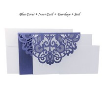 생일축하카드 팝업카드 메세지 세트 레이저 컷 결혼식 초대 카드 인사말 카, 03 One Set Blue
