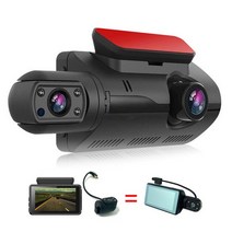 캐빈텐트 1080P 대쉬 캠 전면 캐빈 듀얼 렌즈 자동차 카메라 레코더 DVR 와이드 앵글 나이트 비전 반전 루프 녹화 모션 센서, [01] Black