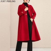 JUST FEEL!NG 프리미엄 캐시미어코트 여성 하프 럭셔리 키작녀 모직코트 빅사이즈 버튼 루즈핏 긴팔 우아한 여자겨울코트 울코트