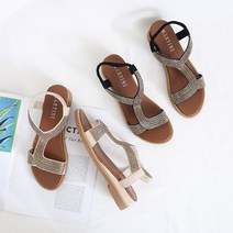 프리티슈 여성 발편한 핫픽스 스트랩 웨지 여름 플랫폼 샌들 (3.5cm)