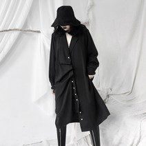 여성 봄 여름 패션 캐주얼 심플 야마모토 스타일 느슨한 성격 불규칙한 디자인 감각 틈새 일본 셔츠 스커트 드레스