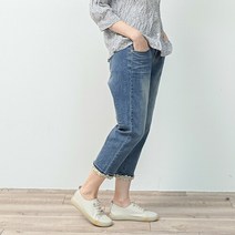 내추럴가든 [더 예뻐JEAN] 레이스 롤업 스판 데님팬츠