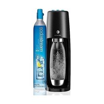 Sodastream Spirit One Touch 미네랄 워터 및 레모네이드 기계 전기 작동 색상: 검은색 금속 베이스가 있는 1리터 PET 병 60l 43cm의 CO2 실린더, 높이 43cm_검정(검은색