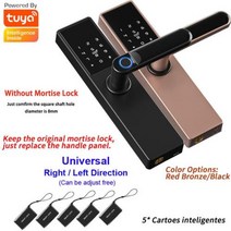 Diosso생체 전자 디지털 블랙 도어락 RH05 스마트 Tuya 앱 원격 잠금 해제 열쇠 없는 지문 인식, without mortise+BLACK