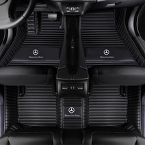 메르세데스 벤츠 C 클래스 C300 C200 AMG 시리즈 자동차 카펫 커버 발 패드에 적합 2021 전천후 논 슬립 방수 전체 커버리지 고급 가죽 자동차 바닥 매트자동차 액세서리, 블랙에 블랙 라인, C 왜건 2007 년 -2014 년