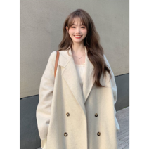YAPOGI 여자 가을 겨울 트렌치코트 하프코트에 도톰한 퍼