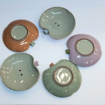 예향 컬러 사과 소 핸드메이드 도자기 찬기 앞접시 반찬그릇, 초록