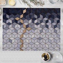 회색 대리석 주방 플레이스 매트 코튼 린넨 식탁 육각 패치 워크 코스터 패드 32x42cm 그릇 컵 커피, [01] 32x42cm-Linen, [01] LM3776