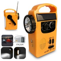 비상발전기 LED 램프가 있는 야외 수동 크랭크 태양 amfm 라디오 보조베터리, 한개옵션0