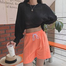 시크블랙 피비안 밴딩 끈 핀턱 반바지 홈웨어 집콕룩 캐주얼룩 이지룩 마실룩 원마일웨어 꾸안꾸 밴딩반바지 여성밴딩팬츠 여성팬츠 여성반바지 트레이닝바지-PT7959K17