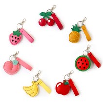 열쇠고리 만들기 어린이 과일 가죽 키링, 파인애플+스티커증정, 1개