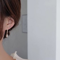14k 골드 필드 데일리 라인 물방울 큐빅 링 원 라운드 스틱 바 볼드 드롭 귀걸이