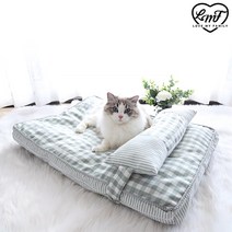 로마팸 강아지 매트 고양이 쿠션 방석 체크 침대, 체크매트 베이지