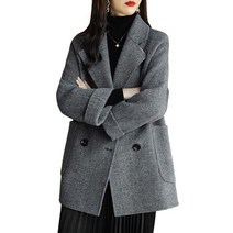 POMTOR 가을 겨울 바람막이 자켓 꽈배기 하프 여성 모직 코트