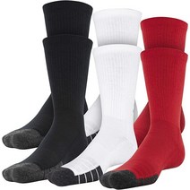 Under Armour 성인용 퍼포먼스 테크 크루 양말(3 및 6 팩), X-Large, Red Assorted (6-pairs)