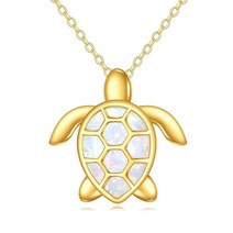 KECHO 14K 옐로우 골드 울프 목걸이, Gold-Sea Turtle Necklace