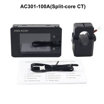 전압 테스터기 측정 멀티 전압계 검상기 ac 50-300v 0-100a 디지털 led, 100a-스플릿 코어 ct