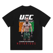 UFC 반팔 프린팅 면 티셔츠 코너 맥그리거 워싱 빈티지 레트로