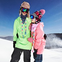 WHIZZ 펜타토닉 톨후드(그린 핑크) 남녀공용 보드복 스키복 후드티 기모안감