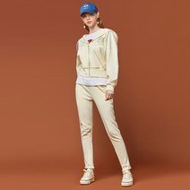 아키클래식[여자 완벽라인 패션 트레이닝복]파이핑 크롭 후드 집업 크림 여성 트레이닝 세트[후드집업+조거팬츠]