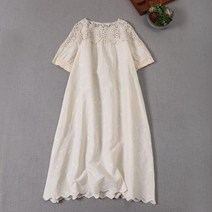[ 이끼당 ] 전체 자수 레이스숄더 A라인 원피스