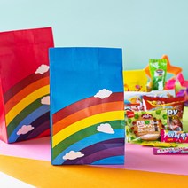 무지개 간식 꾸러미 선물 봉투 구디백 메시지 라벨 무료 유치원 생일 답례품 학교 교회 단체 선물, 1개