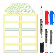 방수 냉장고 라벨스티커 45 x 18 mm 100p + 네임펜 3종 세트 검정 + 파랑 + 빨강, 1세트