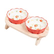 편백나무 강아지 밥그릇 2구 귀요미 딸기 강아지 식기