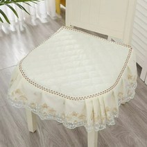 식탁 의자 커버 스툴 미니 가정용 레이스 예쁜 공주 화이트 퀄팅 자수 꽃무늬 43x45cm, 47x53cm, 색상 2