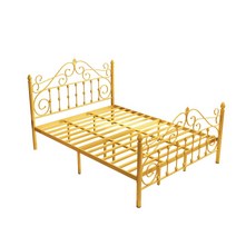 북유럽 공주 모던 침대 프레임 싱글, 골드-하이