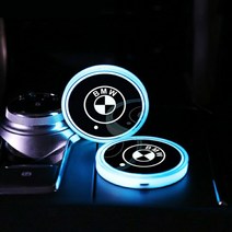 BMW 전용 LED 컵홀더 M 발광 패드 USB 충전식 실내 장식 조명 1SET 2P, M 로고