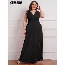 빅사이즈원피스 플러스사이즈 루즈핏 하객룩 플러스 사이즈 surplice 목 여성을위한 우아한 파티 긴 드레스 3xl 4xl 5xl 솔리드 하이 웨이스트 민소매 이브닝 라인