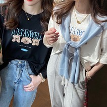 주디앤 여성 럭키베어 긴팔 티셔츠 2P
