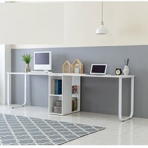 쌍둥이책상 청소년 커플 2인용 이인용 컴퓨터 거실용 테이블, 02_2인용 가로 2200, 01_화이트