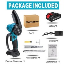 무선 미니 전기 체인톱 인치 브러시리스 충전식 목공 한 손 가지치기 정원 도구, 1 Battery Plug, 미국