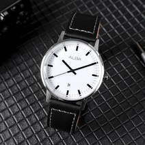 세이코 알바 프레스티지 남성용 심플 가죽 시계