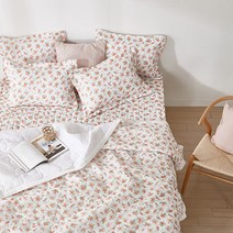 사렐 꽃무늬 빈티지 여름이불 누빔 침대이불 여름용 스노우리플 아사면 이불 침구류, 누빔이불 단품, 오렌지