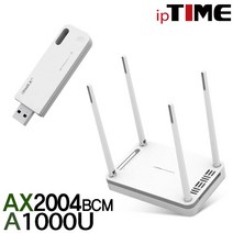 ipTIME AX2004BCM 기가비트 유무선 와이파이 공유기 듀얼밴드 Wifi AX1500, AX2004BCM +A1000U (무선랜카드 패키지)